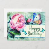 Herzlichen Glückwunsch zum Geburtstag Vintage Rose Postkarte (Vorne/Hinten)