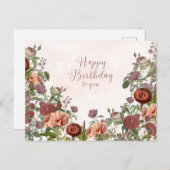 Herzlichen Glückwunsch zum Geburtstag Vintage Rose Postkarte (Vorne/Hinten)