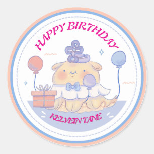 Herzlichen Glückwunsch zum Geburtstag von [Name] - Runder Aufkleber