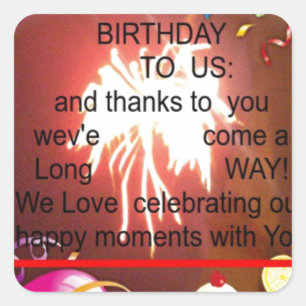 Herzlichen Glückwunsch zum Geburtstag von uns Art Quadratischer Aufkleber
