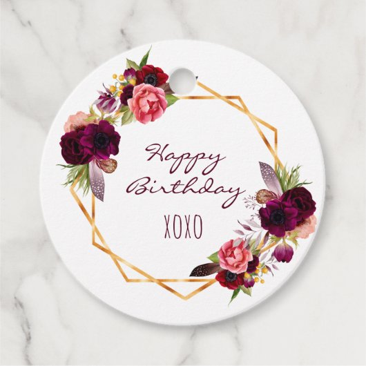 Herzlichen Glückwunsch zum Geburtstag weißes, flor Geschenkanhänger (Vorderseite)