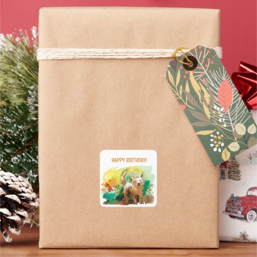 Herzlichen Glückwunsch zum Geburtstag! West Hochla Quadratischer Aufkleber (Feiertag)