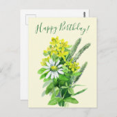 Herzlichen Glückwunsch zum Geburtstag, Wildblumen Postkarte (Vorne/Hinten)