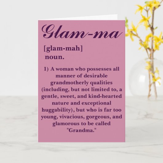 Herzlichen Glückwunsch zum "Glam-ma-Oma" werden Karte (Gelbe Blume)