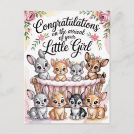 Herzlichen Glückwunsch zum neuen Baby Mädchen mit Postkarte