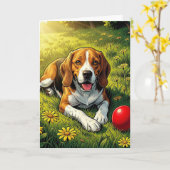 Herzlichen Glückwunsch zum neuen Beagle  | Süßer W Karte (Gelbe Blume)