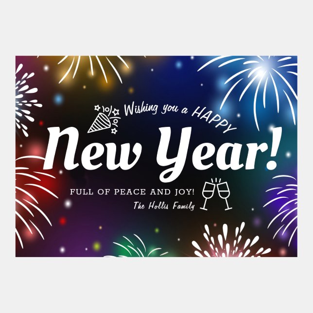 Herzlichen Glückwunsch zum neuen Jahr mit Firework (Vorderseite)