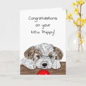 Herzlichen Glückwunsch zum neuen Welpe! Karte (Gelbe Blume)