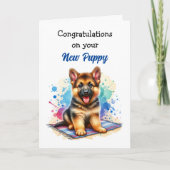 Herzlichen Glückwunsch zum neuen Welpe! Schäferhun Karte (Vorderseite)