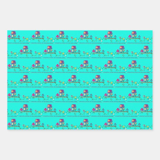 Herzlichen Glückwunsch zum neuen Zuhause Birds Mov Geschenkpapier Set (Vorderseite 3)