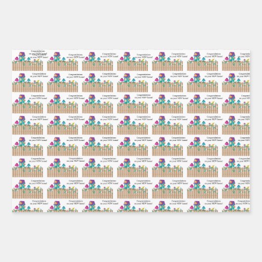 Herzlichen Glückwunsch zum neuen Zuhause Birds Mov Geschenkpapier Set (Vorderseite)