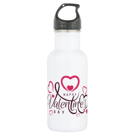 Herzlichen Glückwunsch zum Valentinstag! Edelstahlflasche (Vorderseite)