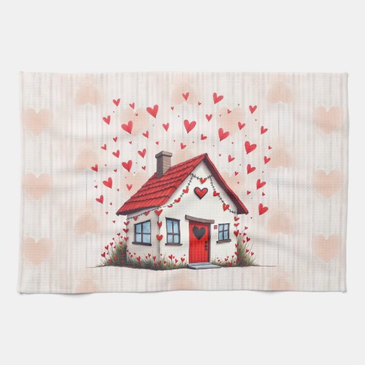 Herzlichen Glückwunsch zum Valentinstag! Geschirrtuch (Horizontal)