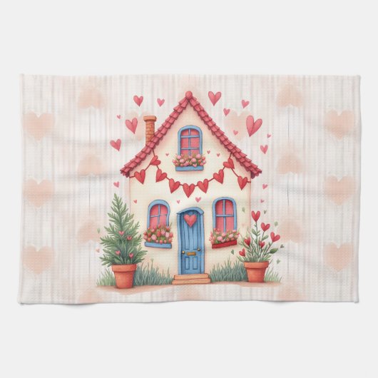 Herzlichen Glückwunsch zum Valentinstag! Geschirrtuch (Horizontal)