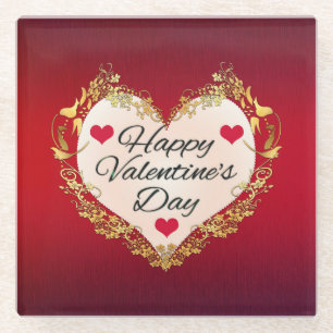 Herzlichen Glückwunsch zum Valentinstag! Glasuntersetzer