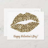Herzlichen Glückwunsch zum Valentinstag! Leopard K Postkarte (Vorne/Hinten)