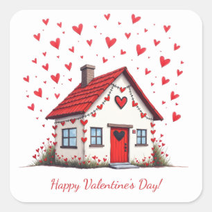 Herzlichen Glückwunsch zum Valentinstag! Quadratischer Aufkleber
