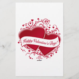 Herzlichen Glückwunsch zum Valentinstag! Rote Herz Briefpapier