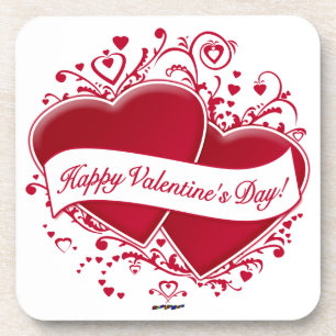 Herzlichen Glückwunsch zum Valentinstag! Rote Herz Untersetzer