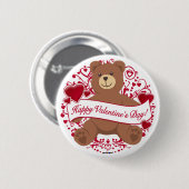 Herzlichen Glückwunsch zum Valentinstag! Teddybär Button (Vorne & Hinten)