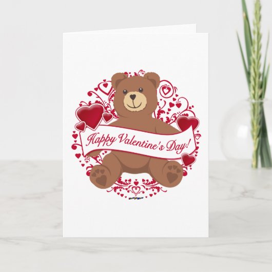Herzlichen Glückwunsch zum Valentinstag! Teddybär Feiertagskarte (Vorderseite)