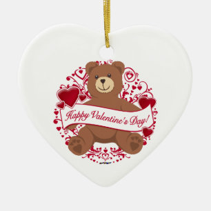 Herzlichen Glückwunsch zum Valentinstag! Teddybär Keramik Ornament