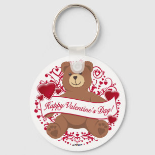 Herzlichen Glückwunsch zum Valentinstag! Teddybär Schlüsselanhänger