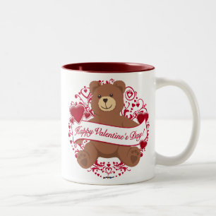 Herzlichen Glückwunsch zum Valentinstag! Teddybär Zweifarbige Tasse