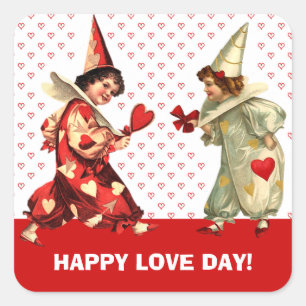 Herzlichen Glückwunsch zum Valentinstag. Vintag Ki Quadratischer Aufkleber
