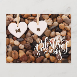 Herzlichen Glückwunsch zum Valentinstag. Zwei Herz Feiertagspostkarte