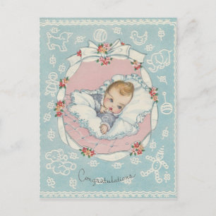 Herzlichen Glückwunsch zum Vintage-Baby Postkarte
