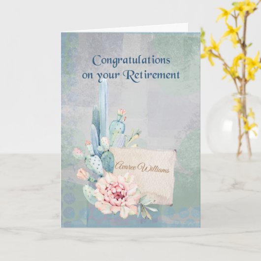 Herzlichen Glückwunsch zum Wasserfarbenkaktus Karte (Gelbe Blume)