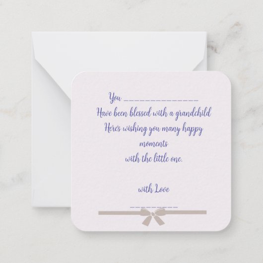 Herzlichen Glückwunsch zum Werden von Großeltern Mitteilungskarte (Rückseite)