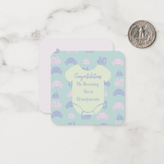 Herzlichen Glückwunsch zum Werden von Großeltern Mitteilungskarte (Vorderseite/Rückseite Beispiel)