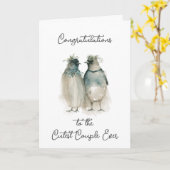 Herzlichen Glückwunsch zur Ehe | Niedliche Pinguin Karte (Gelbe Blume)