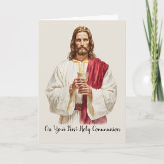 Herzlichen Glückwunsch zur Erstkommunion Jesus Euc Karte