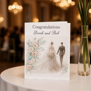 Herzlichen Glückwunsch zur Hochzeit Braut und Bräu Karte