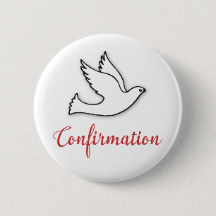 Herzlichen Glückwunsch zur Konfirmation Taube mit  Button