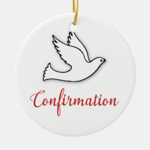 Herzlichen Glückwunsch zur Konfirmation Taube mit Keramikornament