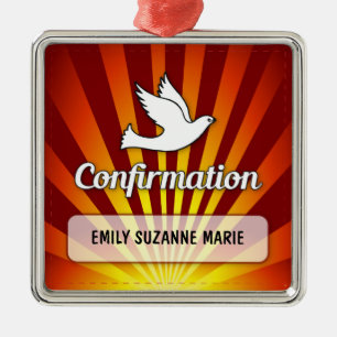 Herzlichen Glückwunsch zur Konfirmation Taube mit Silbernes Ornament