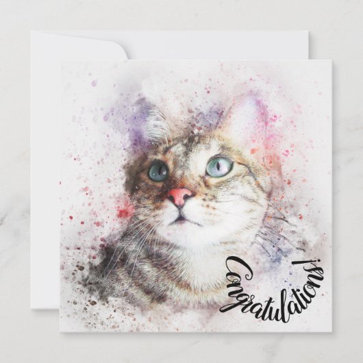 Herzlichen Glückwunsch zur neuen Katze-Karte für H Karte (Vorderseite)