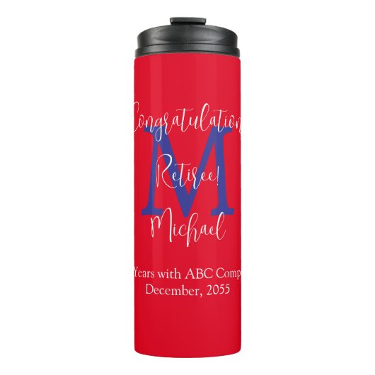 Herzlichen Glückwunsch zur Pensionierung, Monogram Thermosbecher (Vorderseite)