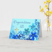 Herzlichen Glückwunsch zur Taufe mit Blauen Blumen Karte (Gelbe Blume)