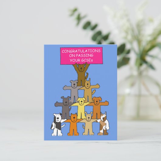 Herzlichen Glückwunsch zur Übergabe Ihrer GCSEs. Postkarte (Stehend Vorderseite)