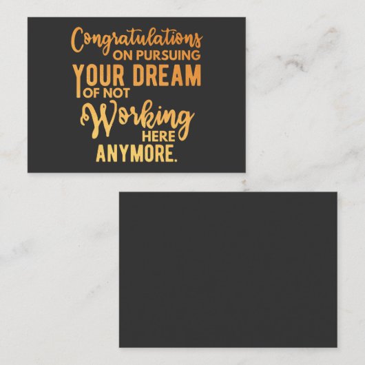 Herzlichen Glückwunsch zur Verwirklichung Ihres Tr Visitenkarte (Vorne/Hinten)