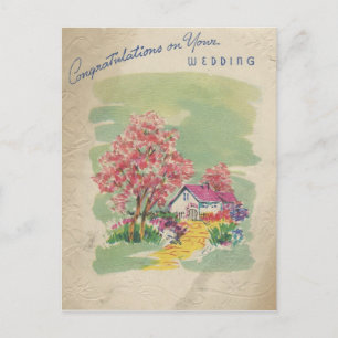 Herzlichen Glückwunsch zur Vintage-Hochzeit Postkarte