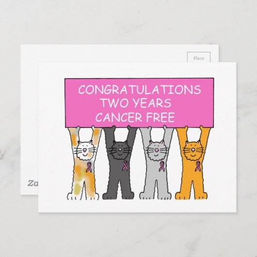 Herzlichen Glückwunsch zwei Jahre Krebs kostenlos. Postkarte (Vorne/Hinten)