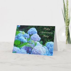 Herzlichen Jahrestag Baby! Karten Blaue Hortensien