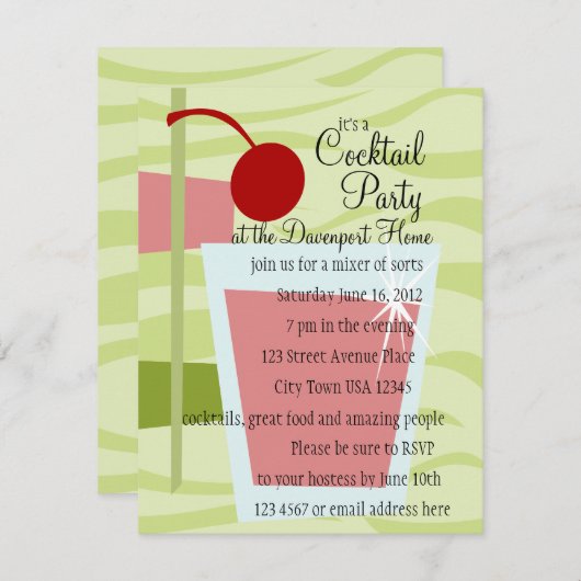 Herzlicher Cocktail! Einladung (Vorne/Hinten)