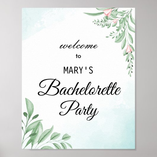 Herzlicher Empfang von boho staubblauen Junggeseli Poster (Vorne)